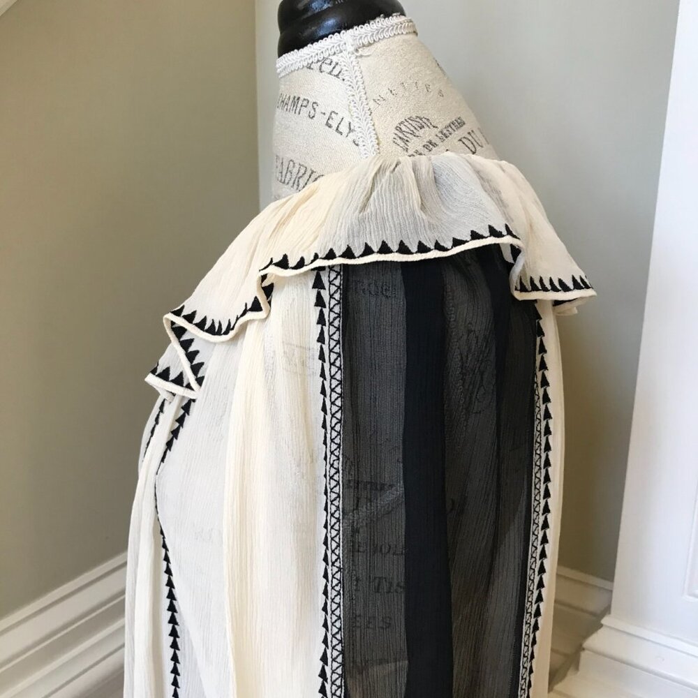 Ulla Johnson Cream and Black Peasant Blouse - Picture 9 of 13